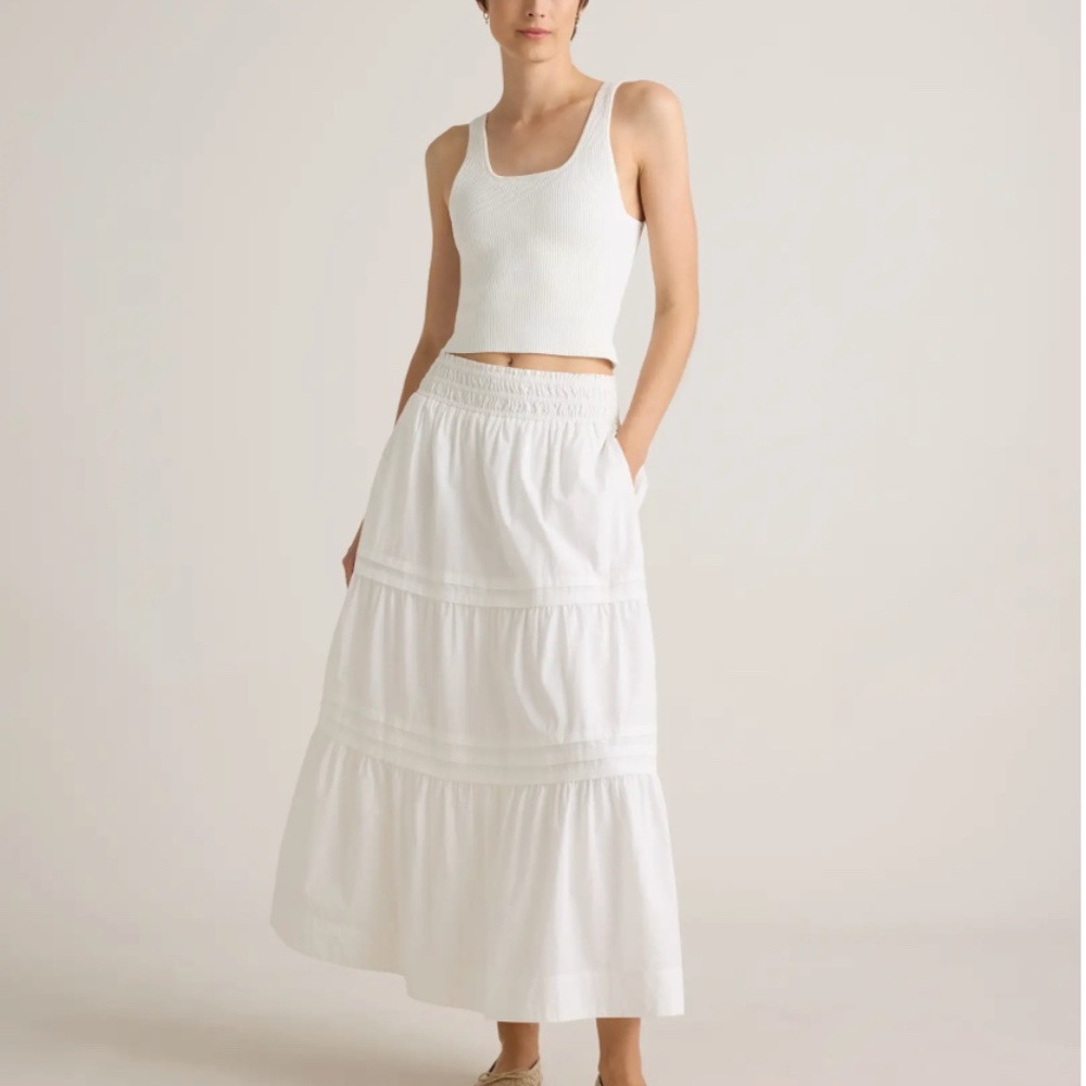 100% Organic Cotton Poplin Tiered Maxi Skirt